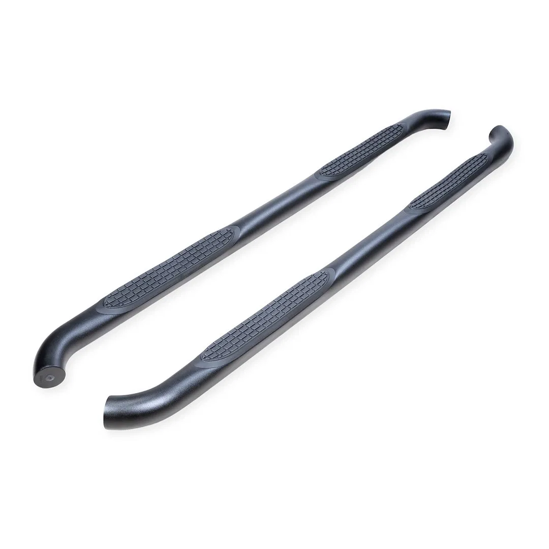 A0066T – TRAILFX Nerf Bar, With Step Pads 3 Inch Round Bent Powder Coated Black Steel Without End Caps Rocker Panel M...